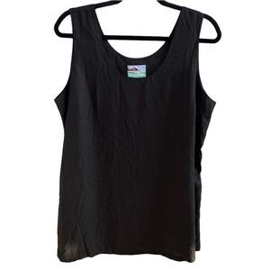Reyn Spooner Womens Plain Black Tank Top Spun Rayon Sz Large